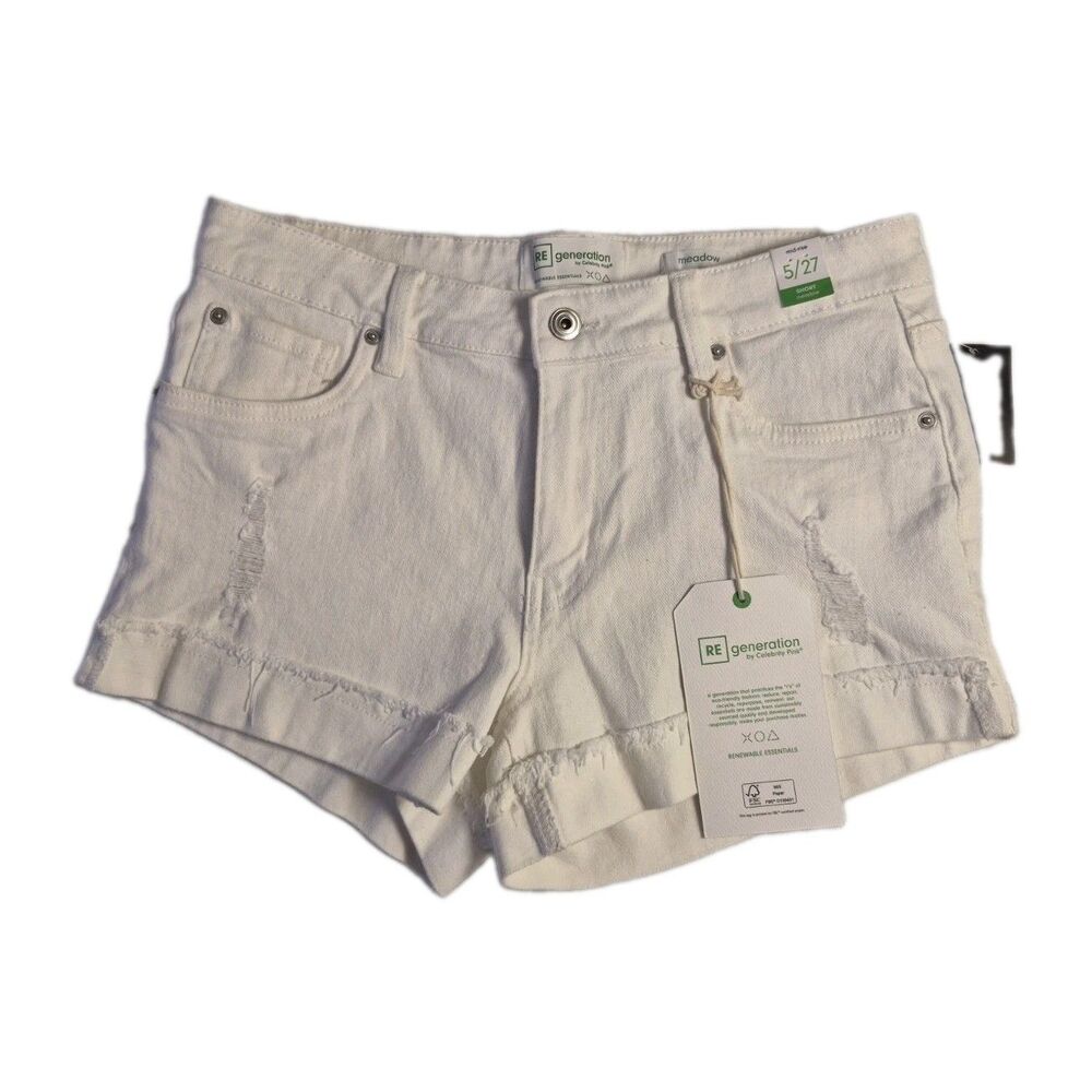 Regeneration by Celebrity Pink Womens Meadow Shorts Junior Size 5/27 Ryder White